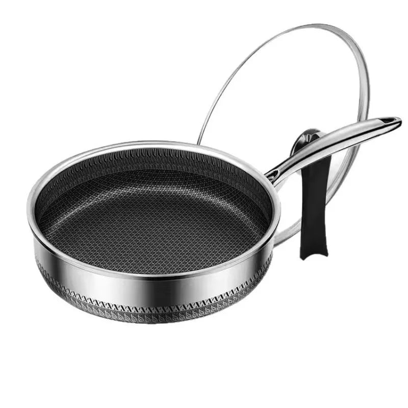 316 Stainless Steel Honeycomb Uncoated Frying Pan