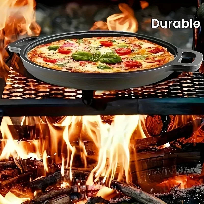 Large Cast Iron Flat Pan – Round Griddle Skillet for Pizza, Pancakes & Steaks – Ideal for Home & Outdoor Cooking – Available in 28cm, 30cm, 33cm & 35cm