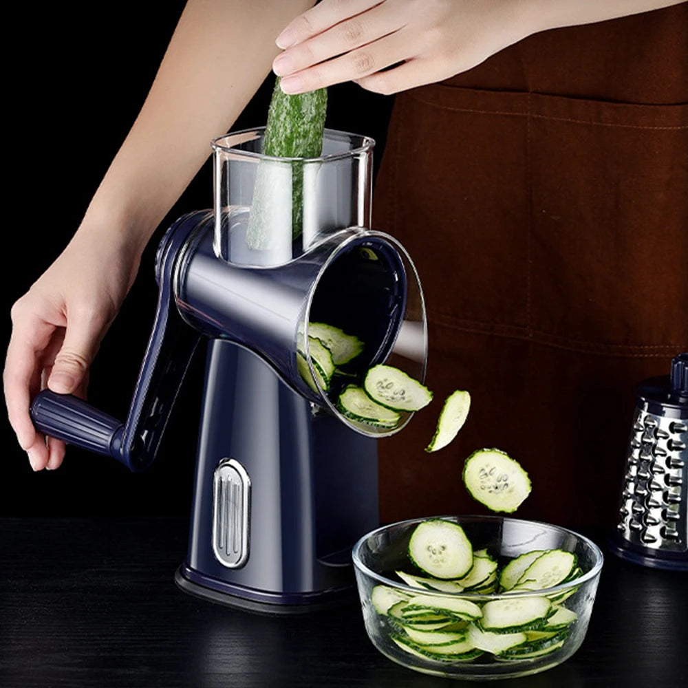 Hand Press Vegetable Chopper – Multi-Blade Slicer, Shredder & Dicer for Onions, Potatoes & Cucumbers – Perfect for Fast, Easy-Clean Meal Prep