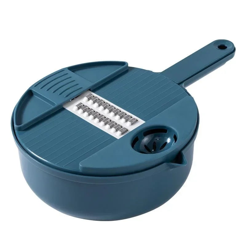 Vegetable Cutter with Drain Basket – Multi-Purpose Potato, Carrot & Cheese Slicer – Perfect for Chopping, Grating & Washing Produce