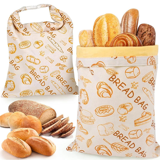 Reusable Beeswax Sourdough Bread Bag – Large Cotton & Linen Bread Storage Bag – Best for Homemade Sourdough & Loaves