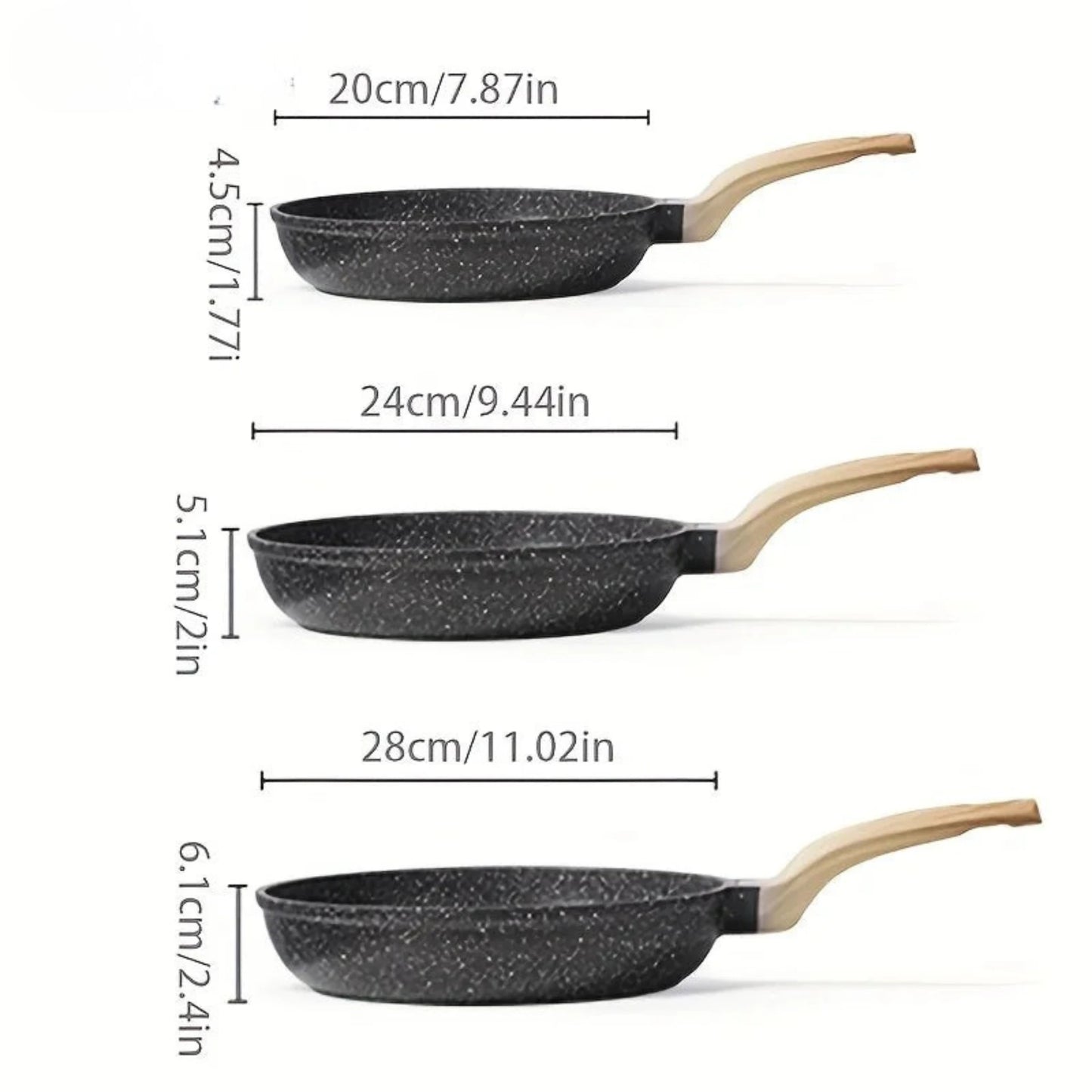 Non-Stick Frying Pan – PFOA-Free Skillet for Eggs, Pancakes, Meat & Everyday Cooking, Induction Compatible, Available in 20cm, 24cm & 28cm Sizes
