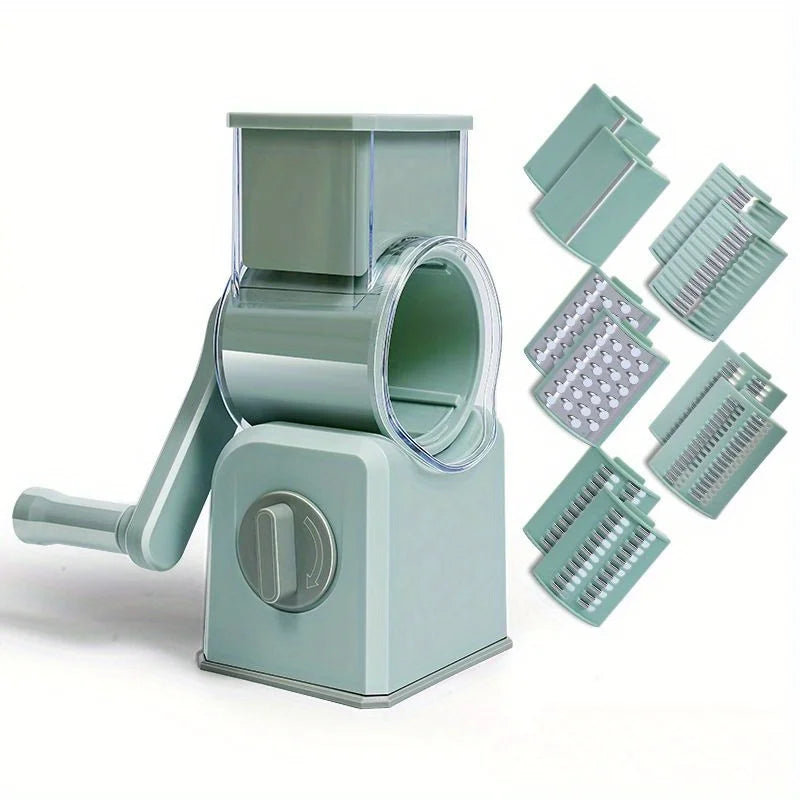 Rotary Drum Vegetable Grater/Slicer Green with 5