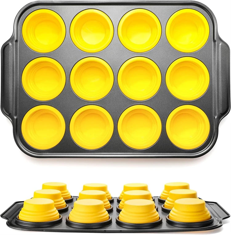 Collapsible Silicone Muffin Pan with Metal Frame