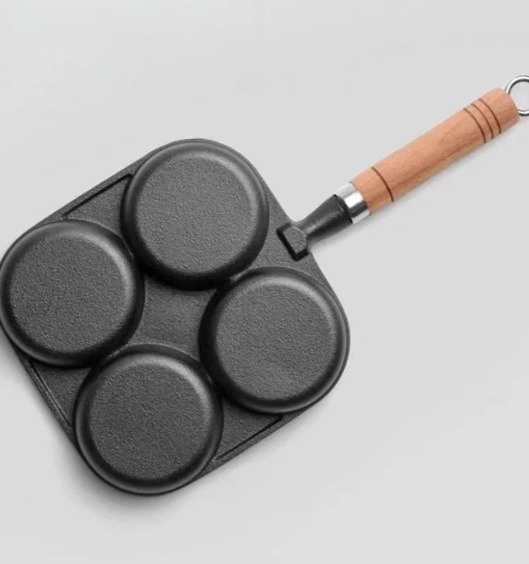 Cast Iron 4-Hole Breakfast Egg Pan – Gas & Induction Compatible | 4 Shape Options
