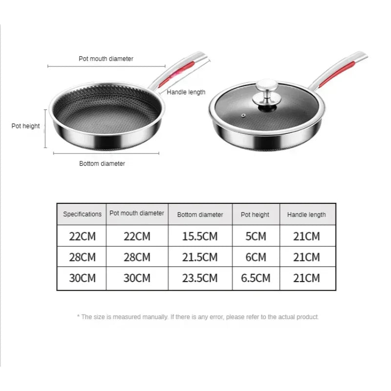 316 Stainless Steel Honeycomb Frying Pan