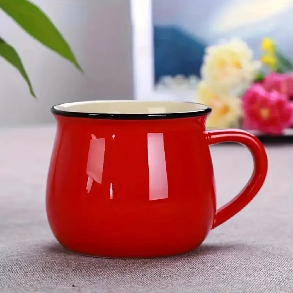 Nordic Ceramic Coffee & Tea Mug – Solid Colour Vintage Milk Cup, Available in 8 Colours & 2 Sizes (300ml / 400ml)