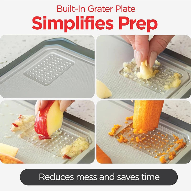 Large Stainless Steel Double-Sided Chopping Board with Ceramic Sharpener