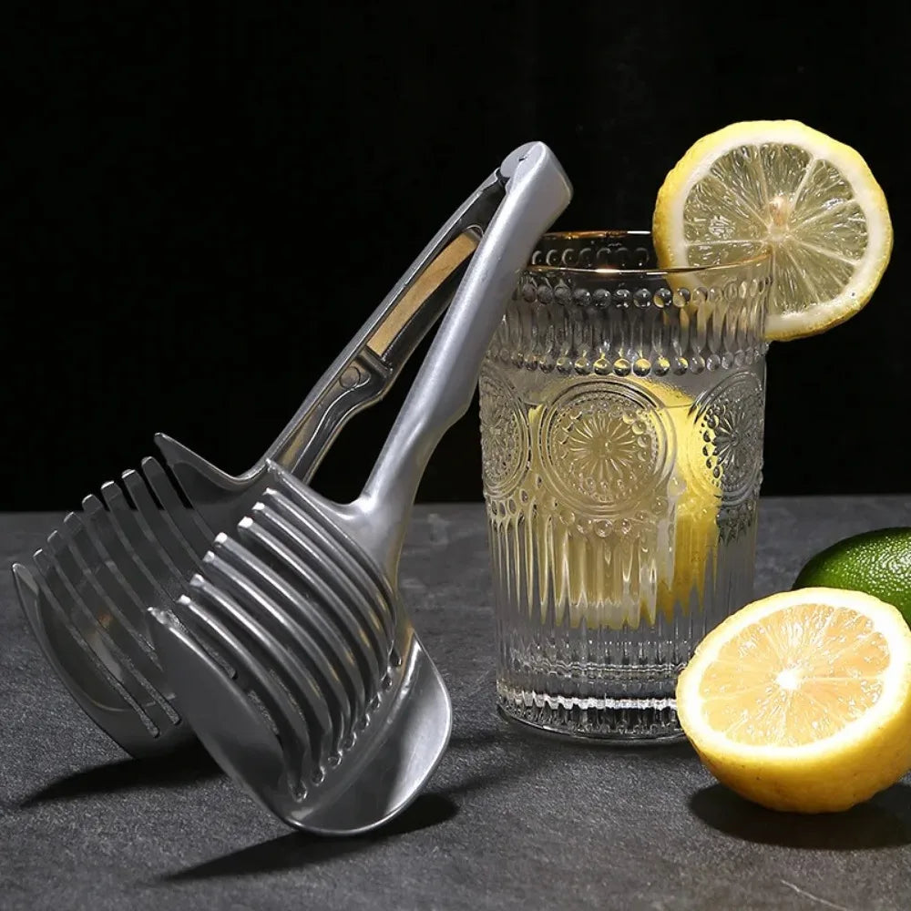 Lemon & Tomato Slicing Holder – Handheld Fruit & Vegetable Cutting Guide Clip for Even Slices – Perfect for Lemons, Tomatoes, Onions & Potatoes (18cm)