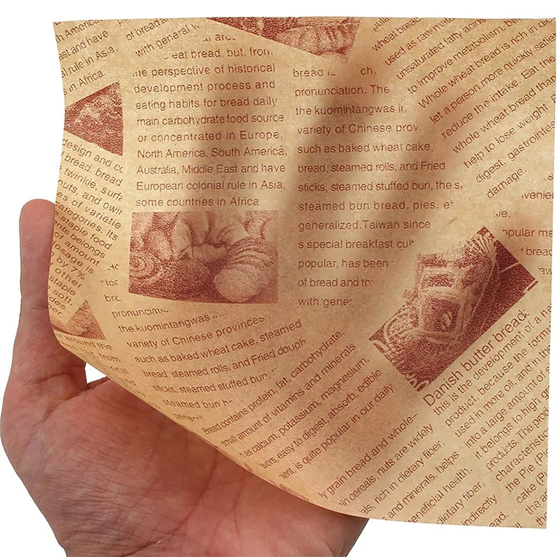 50 Piece Greaseproof Deli Paper Sheets – Non-Stick Sandwich Wrapping & Baking Paper – Perfect for Burgers, Sandwiches, Bread & Pizza – Available in Brown & White