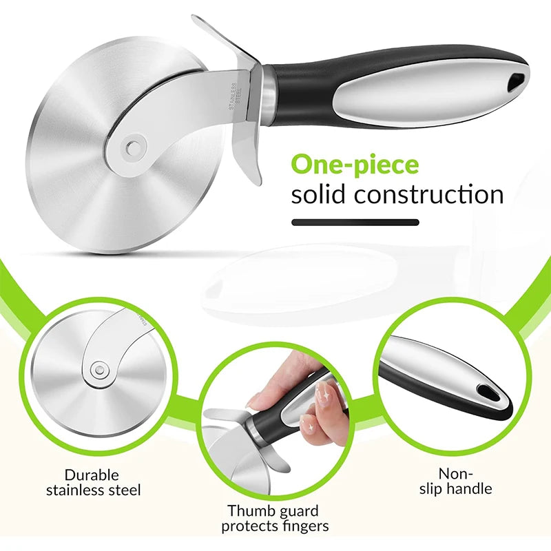 Stainless Steel Pizza Cutter Wheel with Non-Slip Handle