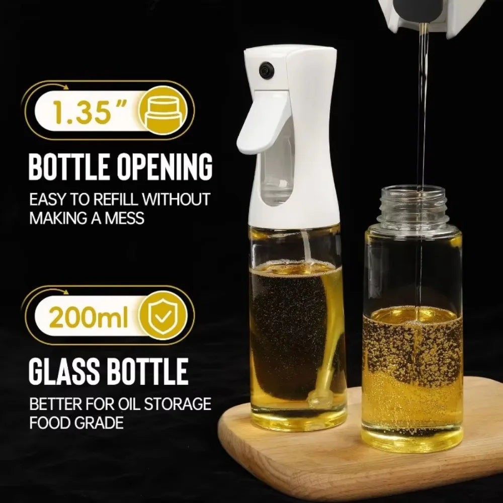 Oil Spray Bottle for Cooking – Reusable Olive Oil Mister & Vinegar Sprayer – Best for Air Fryers, Salads & BBQ – Available in 200ml, 300ml & 500ml, Black or White