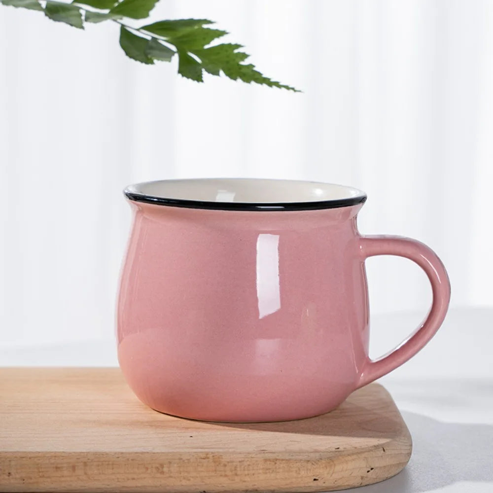 Nordic Ceramic Coffee & Tea Mug – Solid Colour Vintage Milk Cup, Available in 8 Colours & 2 Sizes (300ml / 400ml)