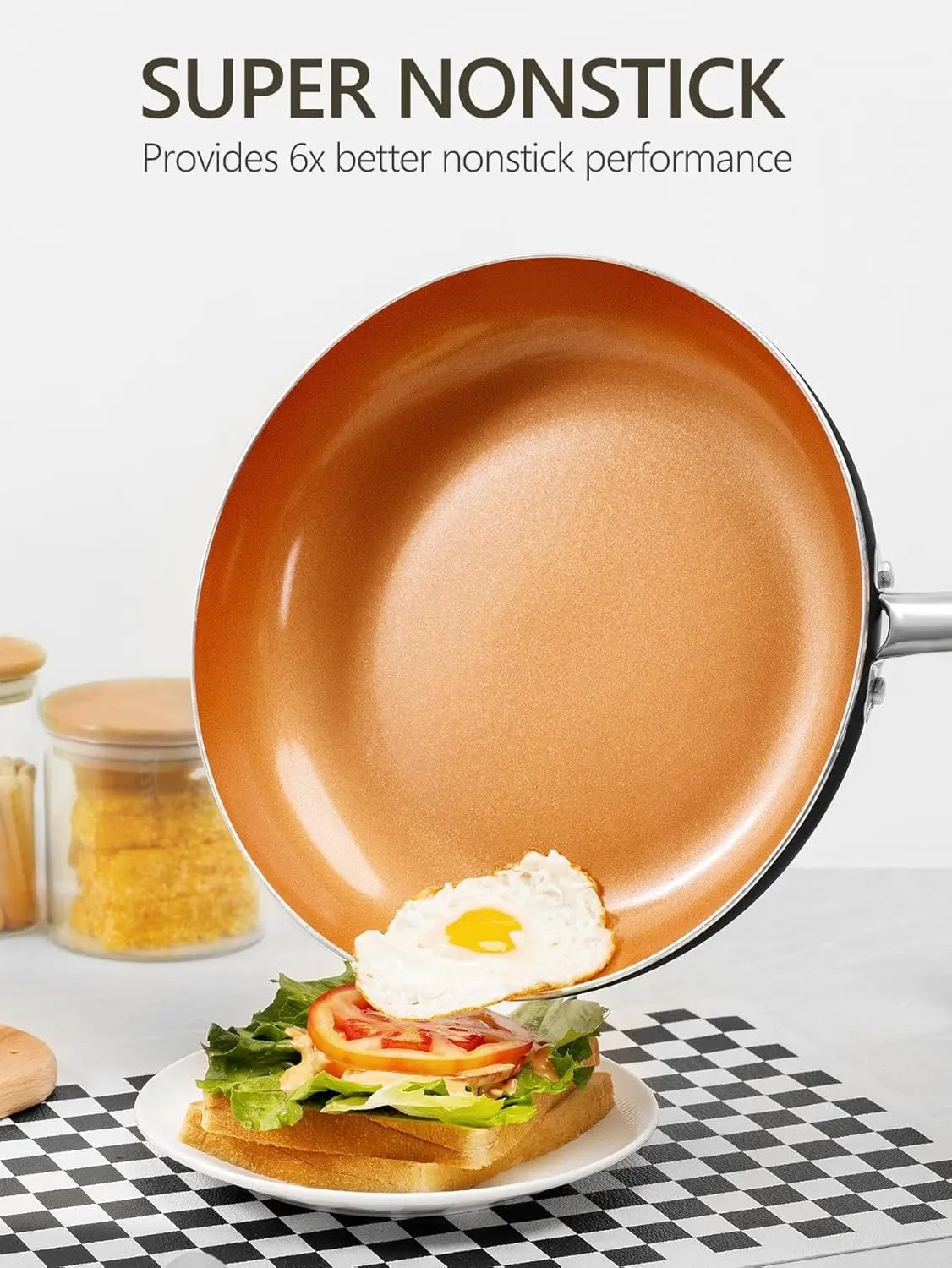 Ceramic Non-Stick Frying Pan with Glass Lid