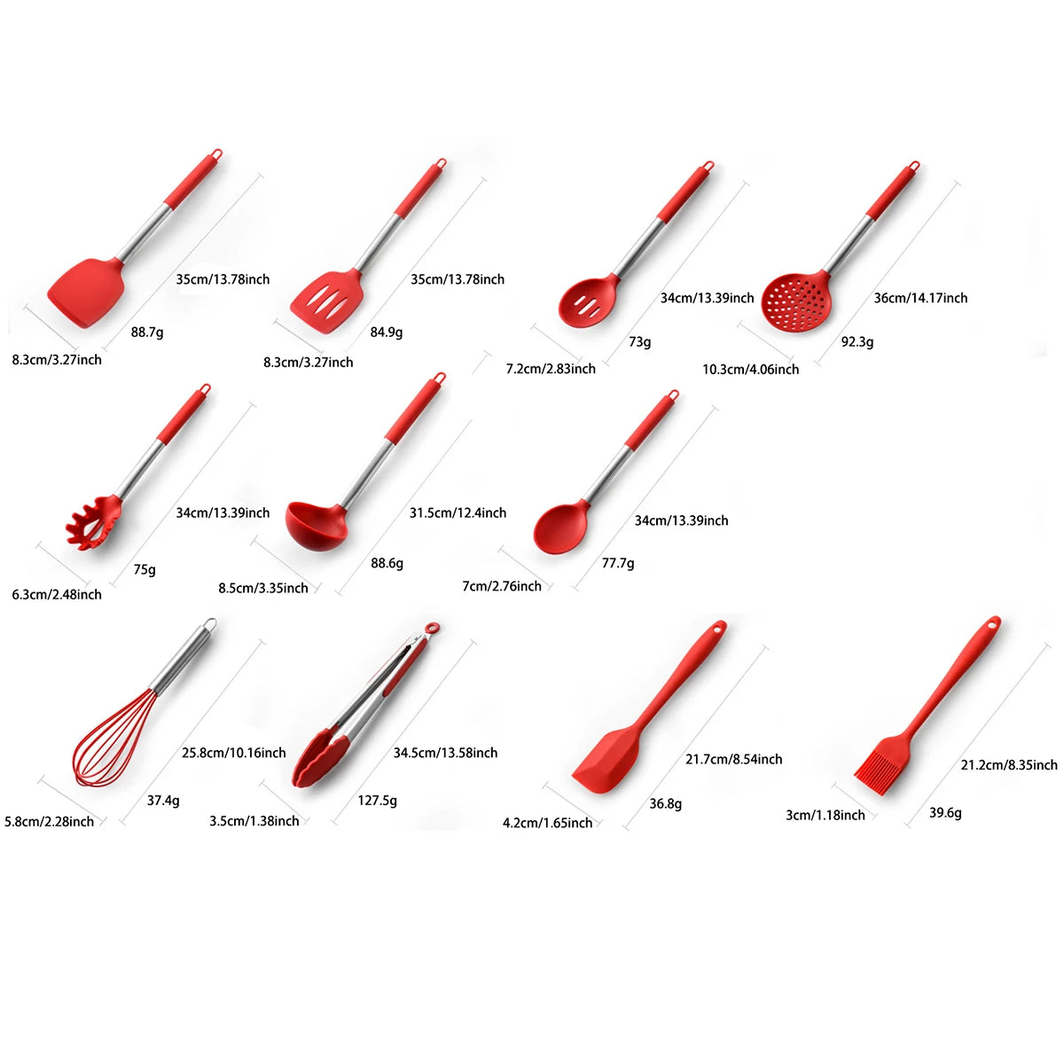 Silicone Kitchen Utensils Set with Stainless Steel Handles – Heat-Resistant & Safe for Non-Stick Cookware – Ideal for Daily Cooking – Available in Multiple Colours & Various Piece Set Options
