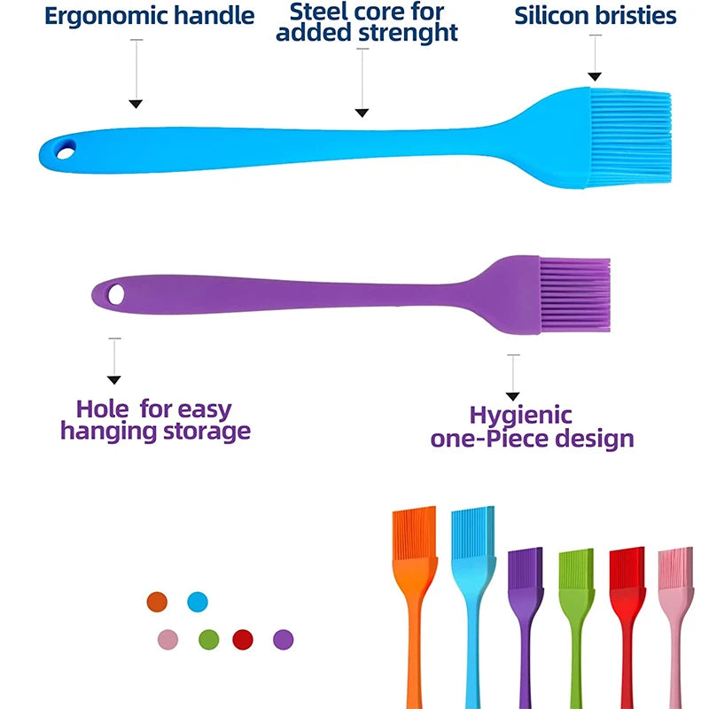 Heat Resistant Silicone Basting Brush – Pastry & Oil Brush for BBQ, Cooking & Baking – Best for Glazing, Marinating & Grilling – Available in Red, Yellow, Green, Pink, Blue & Black Colours
