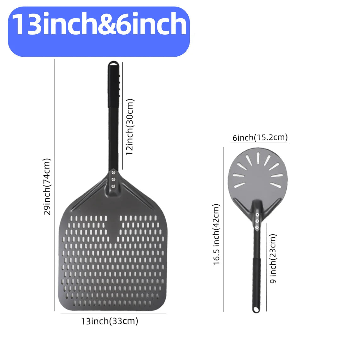 Aluminium Pizza Peel & Turning Paddle 13" & 6" Pizza Peel & Turning Paddle Set — Black v1