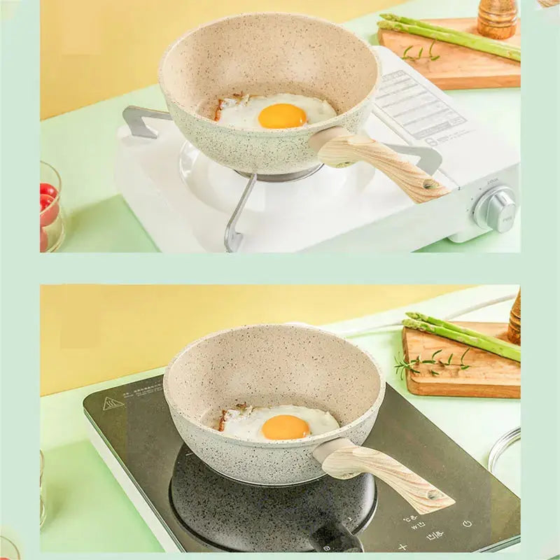 Non-Stick Deep Pan with Ergonomic anti-slip Handle – Maifan Stone Ceramic Thick-Bottom Skillet /Pan Ideal for Eggs, Pancakes, Omelettes, Sautéing, Sauces, Searing, Stir-Fry &One-Pan Meals
