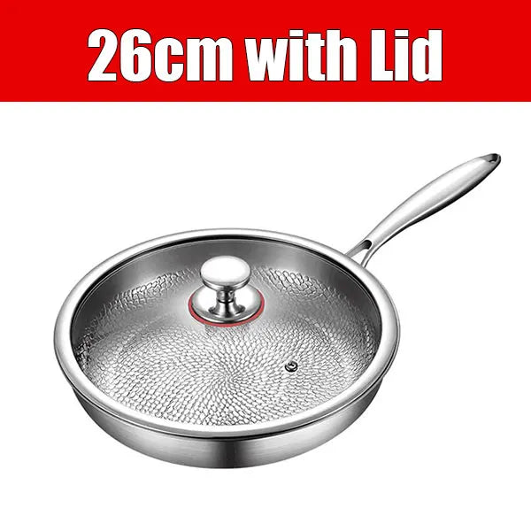 Stainless Steel Hammered Frying Pan 26cm with Lid