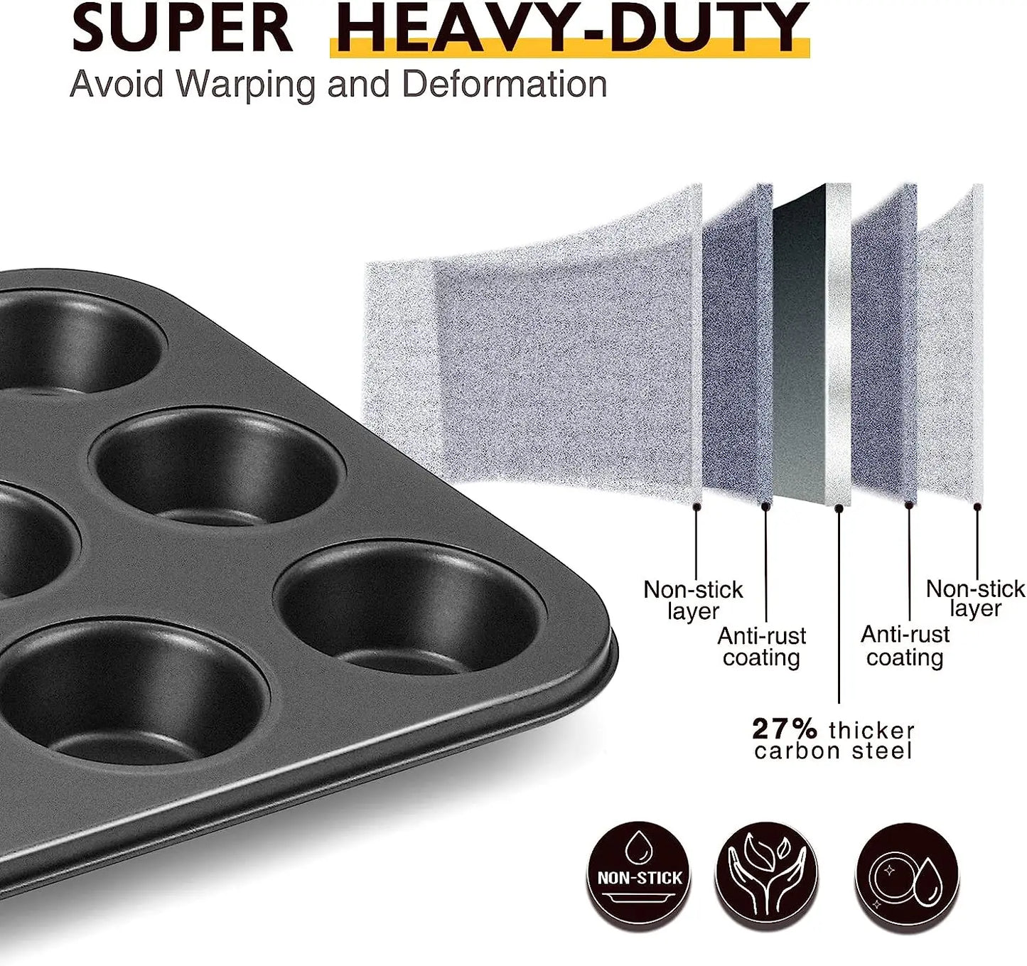 12-Cup Carbon Steel Muffin Tray