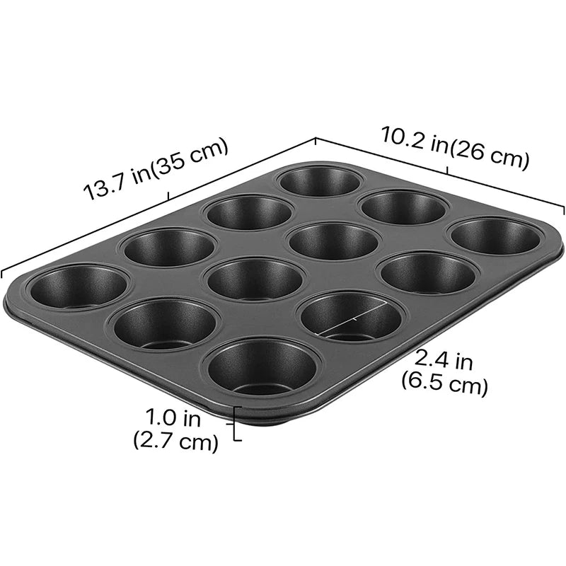 12-Cup Carbon Steel Muffin Tray