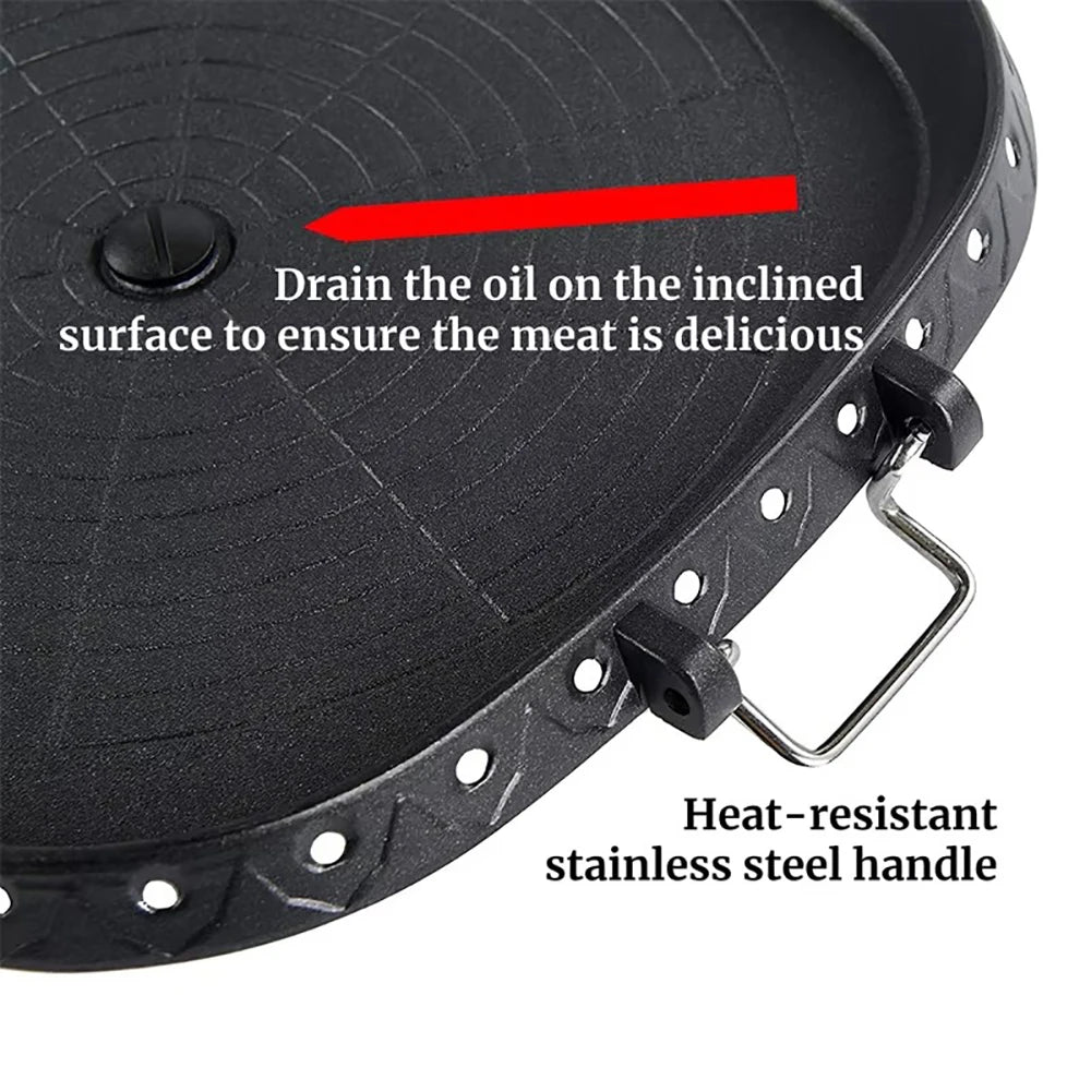 BBQ Grill Pan with a Maifan Stone coated surface Portable Nonstick Griddle for Indoor Outdoor