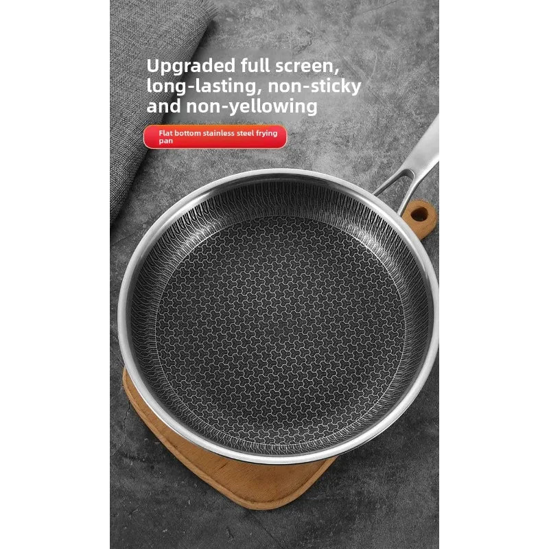 304 Stainless Steel Honeycomb Frying Pan