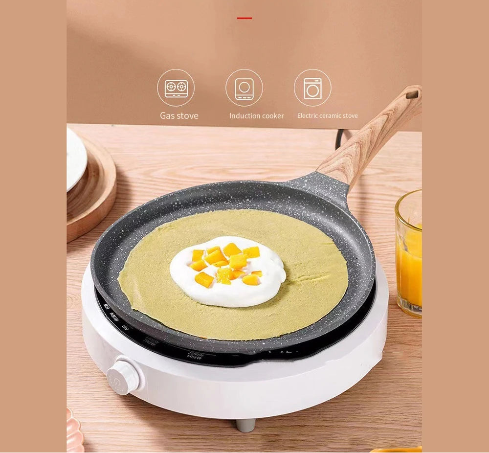 Nonstick Crepe Pan 6 8 10 Inch Flat Pan With Stay Cool Handle For Induction And Gas Stoves