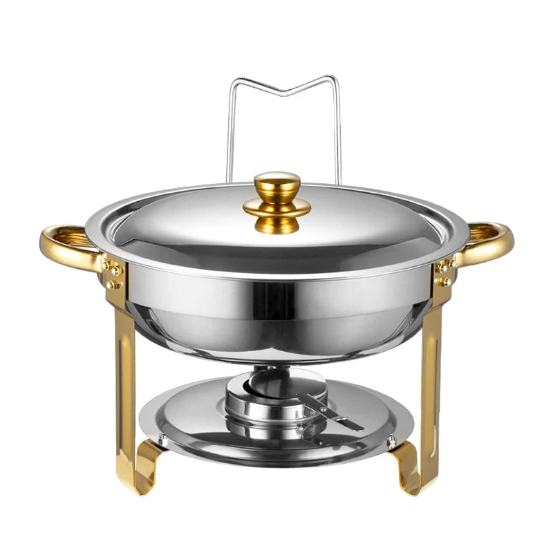 Stainless Steel Round Chafing Dish Buffet Set with Lid – 5QT Food Warmer & Buffet Server – Ideal for Parties, Weddings & Catering