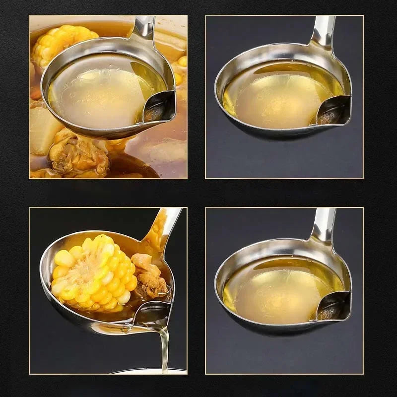 Oil Strainer Spoon – 201 Stainless Steel Fat Skimming Ladle for Clear Soups & Gravy – Best for Stocks, Hot Pot & Yoghurt (28cm)