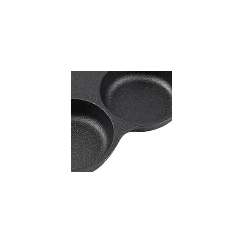 4 Hole Egg Pan with Wooden Handle – Non-Stick Cast Iron Breakfast Burger & Pancake Maker – Perfect for Eggs, Burgers & Pancakes