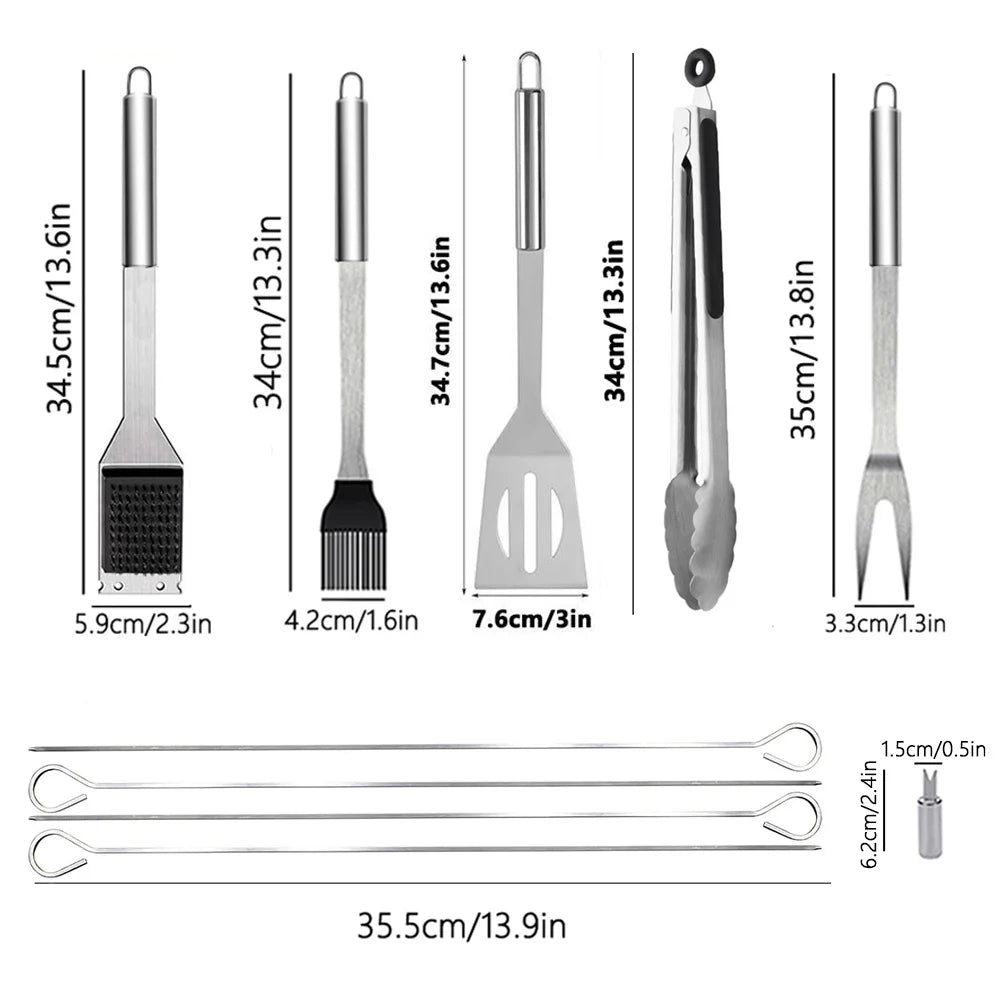 15-Piece Stainless Steel BBQ Grill Tools Set
