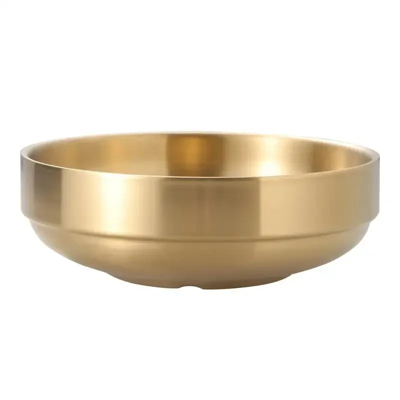 Golden Stainless-Steel Bowl – Ideal for Ramen, Rice, Soups, Noodles, & Salad, Made from Premium 304 Steel (Available in 19cm, 21cm, 23cm)