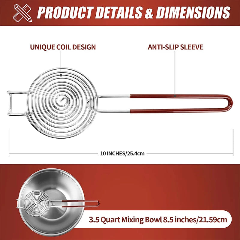 Long Handle Stainless Steel Egg Separator – Egg White & Yolk Divider Filter – Ideal for Baking, Meringues & Omelettes – Available in Brown & Red Colours