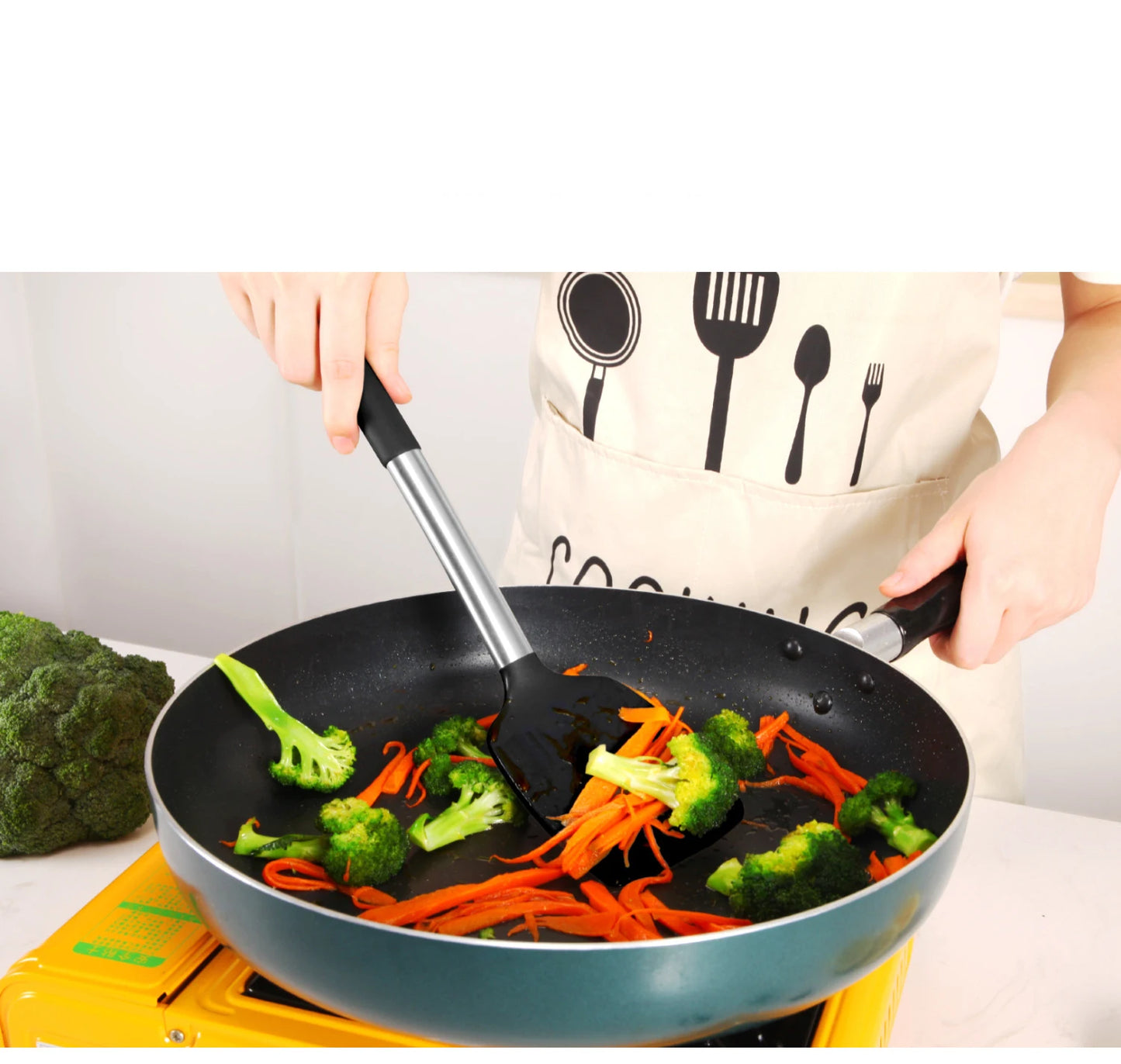 Silicone Kitchen Utensils Set with Stainless Steel Handles – Non-Stick, Heat-Resistant Cooking  Kitchen Utensils for Everyday Cooking & Baking, Available in 4 Colours & Multiple Set Sizes