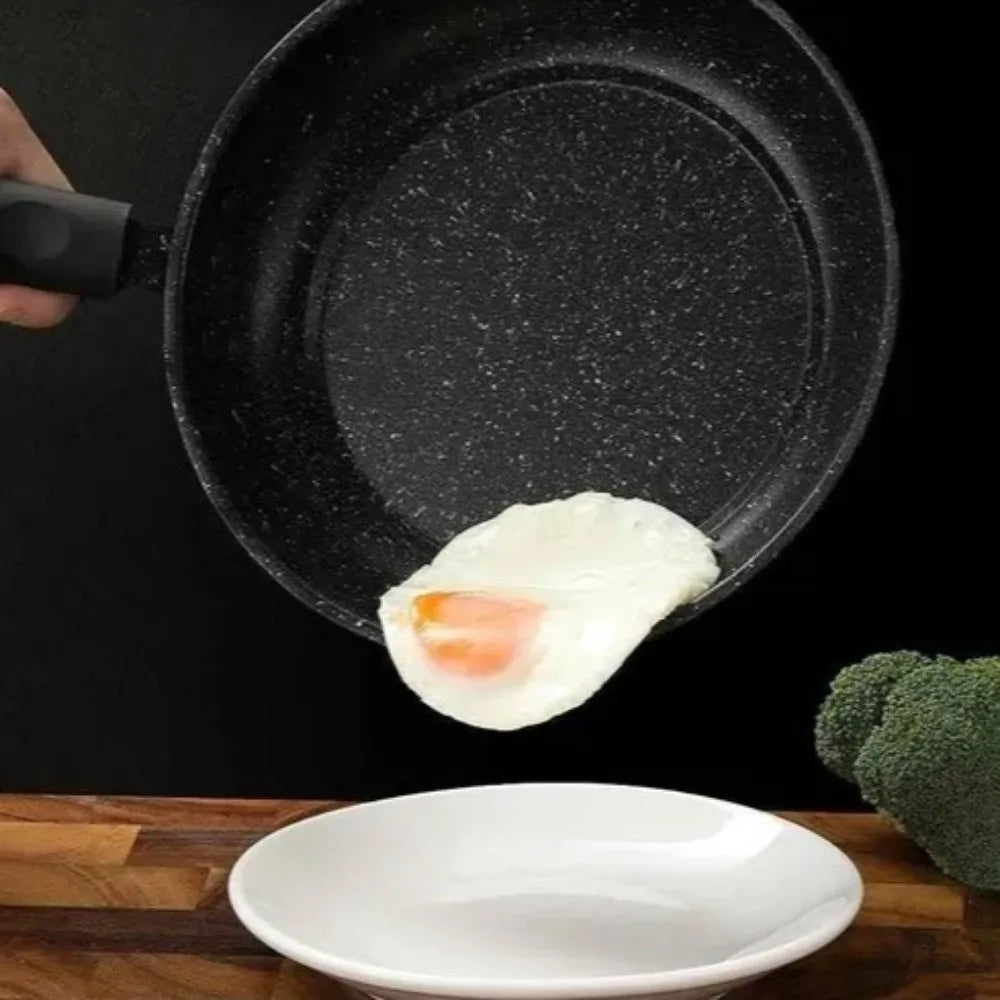 Thick Stone-Coated Frying Pan without Lid – Non-Stick Steak & Egg Skillet for Gas & Induction Hobs – Available in 18cm, 19cm, 21cm, 23cm & 25cm