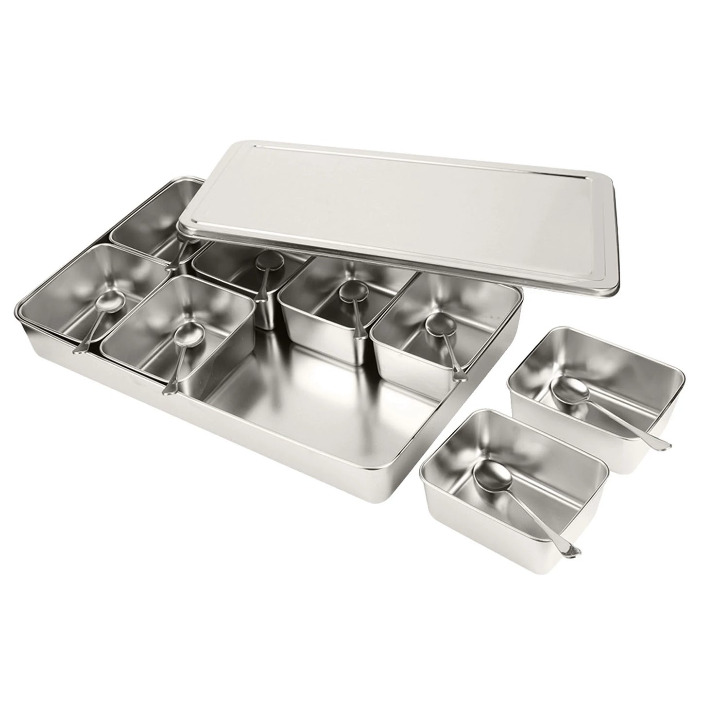 Aluminium Seasoning Box with 8 Compartments – Multi-Use Spice & Herb Organizer with Lid – Ideal for Storing Spices, Herbs & Condiments – Durable & Stylish for Modern Kitchens