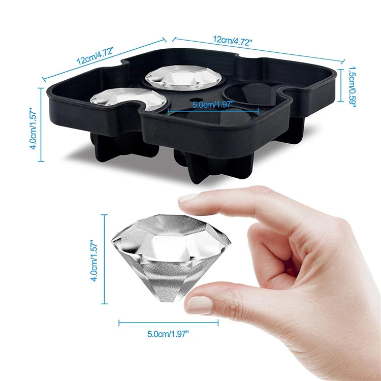 Reusable Silicone Diamond Ice Cube Mould – Stackable Flexible Ice Tray – Great for Chilling Water, Juice & Iced Drinks – Available in Black & Blue Colours