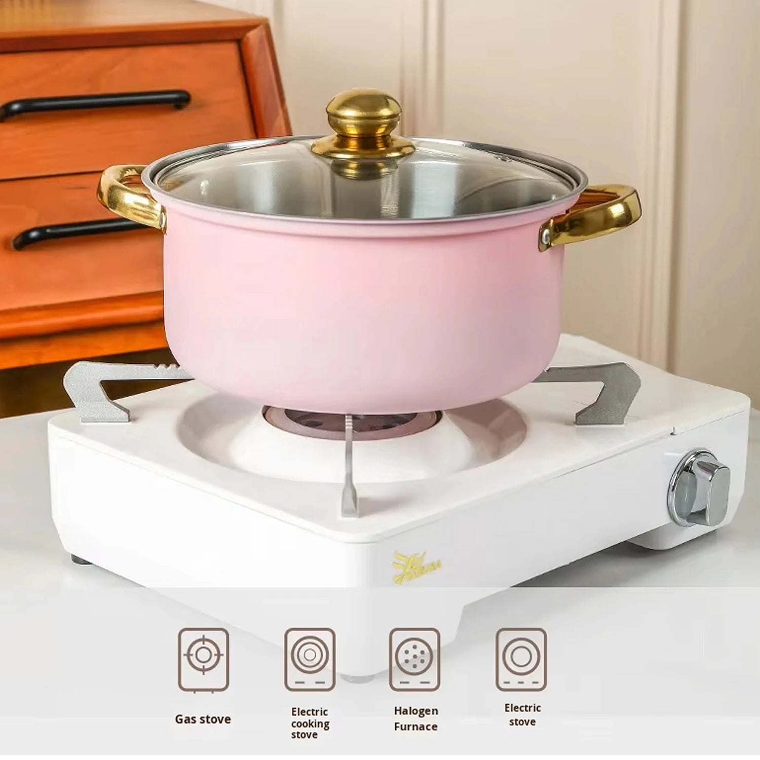16-Piece Stainless Steel Pink Cookware & Kitchenware Set – Includes Multiple Cooking Pots and Stockpots with Glass Lids, Black Silicone Kitchen Utensils Set, Stylish Cookware Ideal for Everyday Cooking