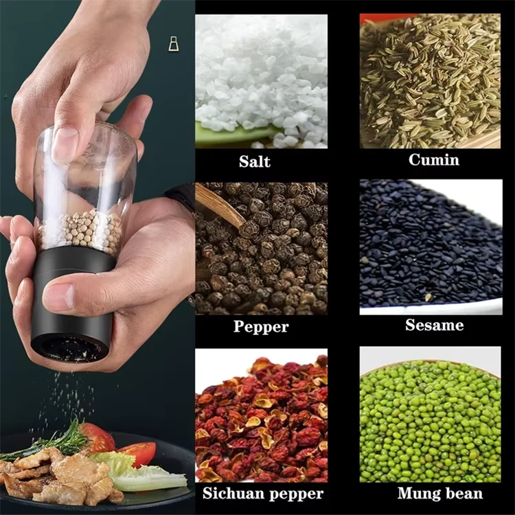 Adjustable Ceramic Salt & Pepper Grinder Set – Manual Glass Pepper Mill & Herb Grinder – Best for Sea Salt, Peppercorns & Dried Herbs