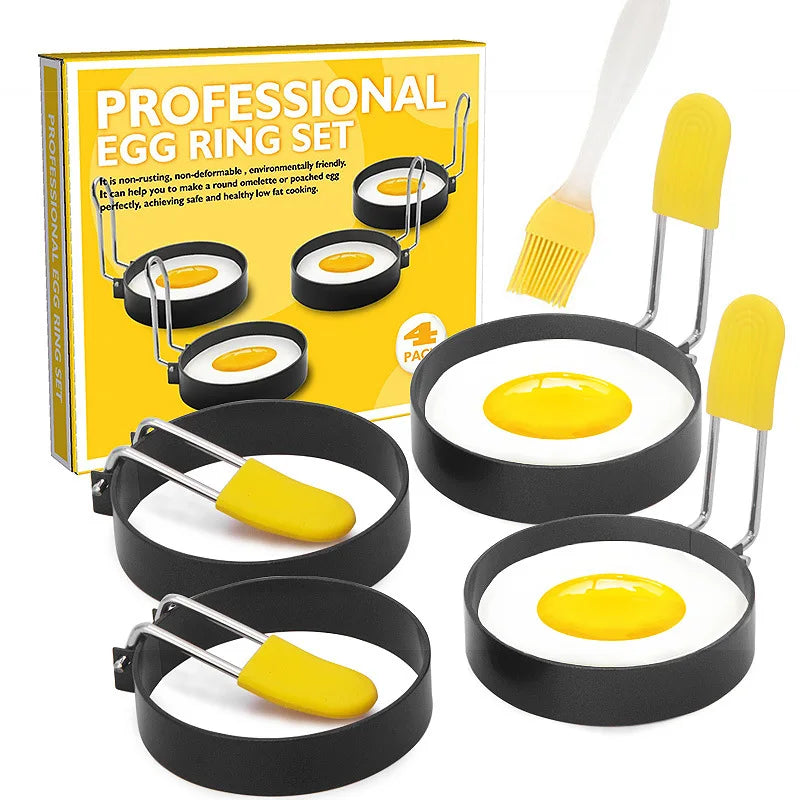 Stainless Steel Non-Stick Egg Rings – Round Egg Cooker Moulds for Frying – Best for Fried Eggs, Egg Muffins & Pancakes – Available in 2 Pieces & 4 Pieces