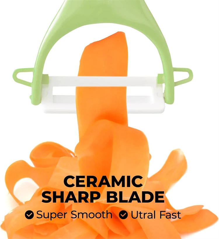 Ceramic Vegetable Peeler Set with Ergonomic Handles – Potato, Carrot & Apple Peelers – Perfect for Peeling Fruit & Vegetables – Available in Pastel & Bright 4 Piece Sets or Full 8 Piece Set