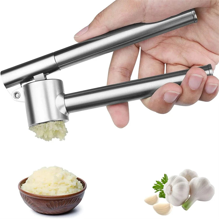 304 Stainless Steel Garlic Press – Heavy Duty Rustproof Garlic Mincer & Crusher – Ideal for Crushing Garlic & Ginger – Available in Small & Large