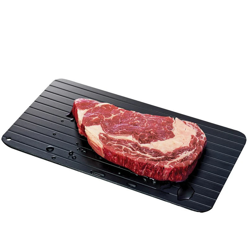 Aluminium Fast Defrosting Tray with Cleaning Brush – Thawing Plate for Frozen Meat & Fish – Ideal for Defrosting Food Quickly without a Microwave – Available in 23x16.5cm, 29.5x20.3cm & 35.5x20.5cm