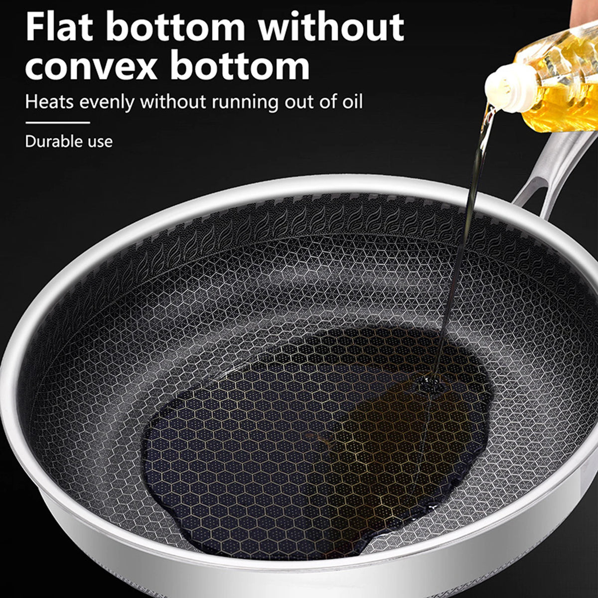 316L Stainless Steel Non-Stick Frying Pan with Glass Lid – Silver Skillet with Ergonomic Handle – Perfect for Searing Meat, Fish & Omelettes (30cm)
