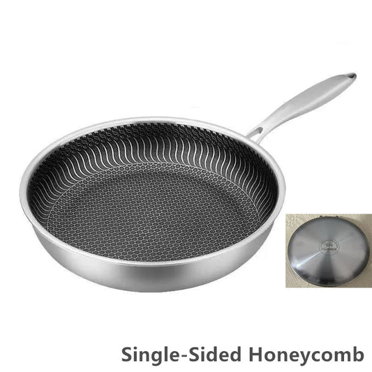 Honeycomb Grain Stainless Steel Frying Pan – Ideal for Stir-Fry, Steak, Frying & Daily Cooking Compatible with Gas and Induction Stoves, Available in 26 cm and 28cm