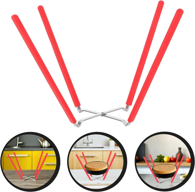 Collapsible Stainless Steel Inverted Cake Cooling Rack – Chiffon Cake Stand & Holder with Silicone Feet – Ideal for Cooling Chiffon & Angel Food Cakes – Available in Red & Yellow Colours