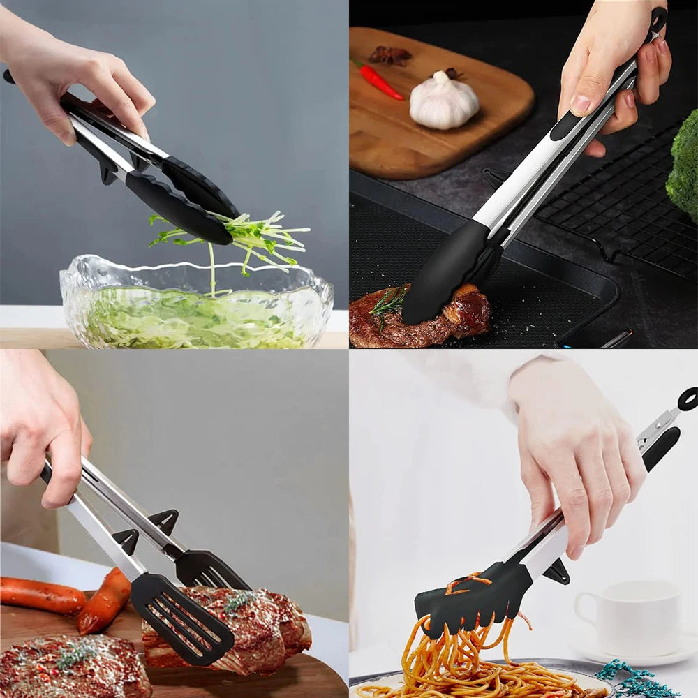 Silicone Kitchen Tongs with Stainless Steel Handle