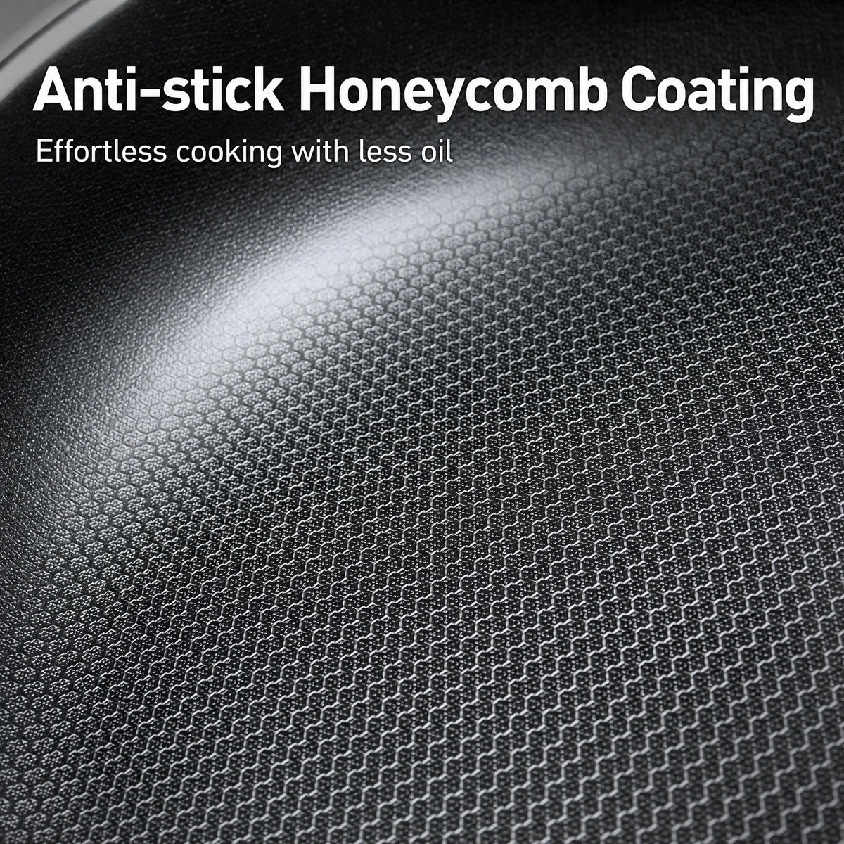 Honeycomb Stainless Steel Non-Stick Frying Pan with Lid – 3-Ply Scratch-Resistant Induction Skillet with Hanging Handle – Ideal for Low-Oil Cooking (28cm)