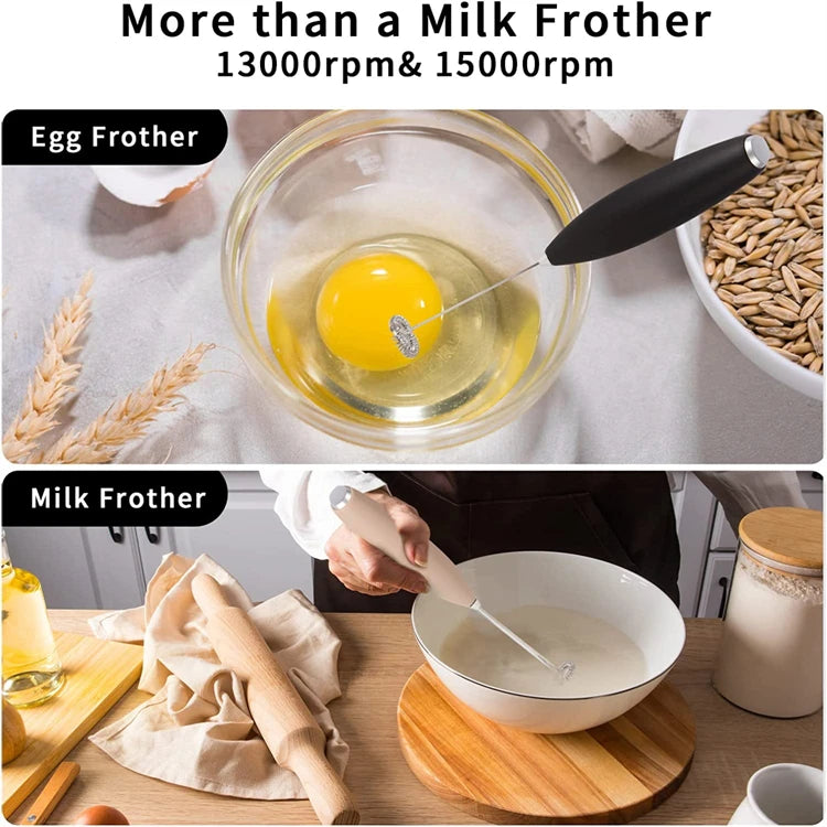 Handheld Electric Milk Frother – Stainless Steel Whisk Foam Maker & Drink Mixer – Great for Cappuccino, Latte, Hot Chocolate & Frappé – Available in White, Red, Black, Light Green & Silver Colours